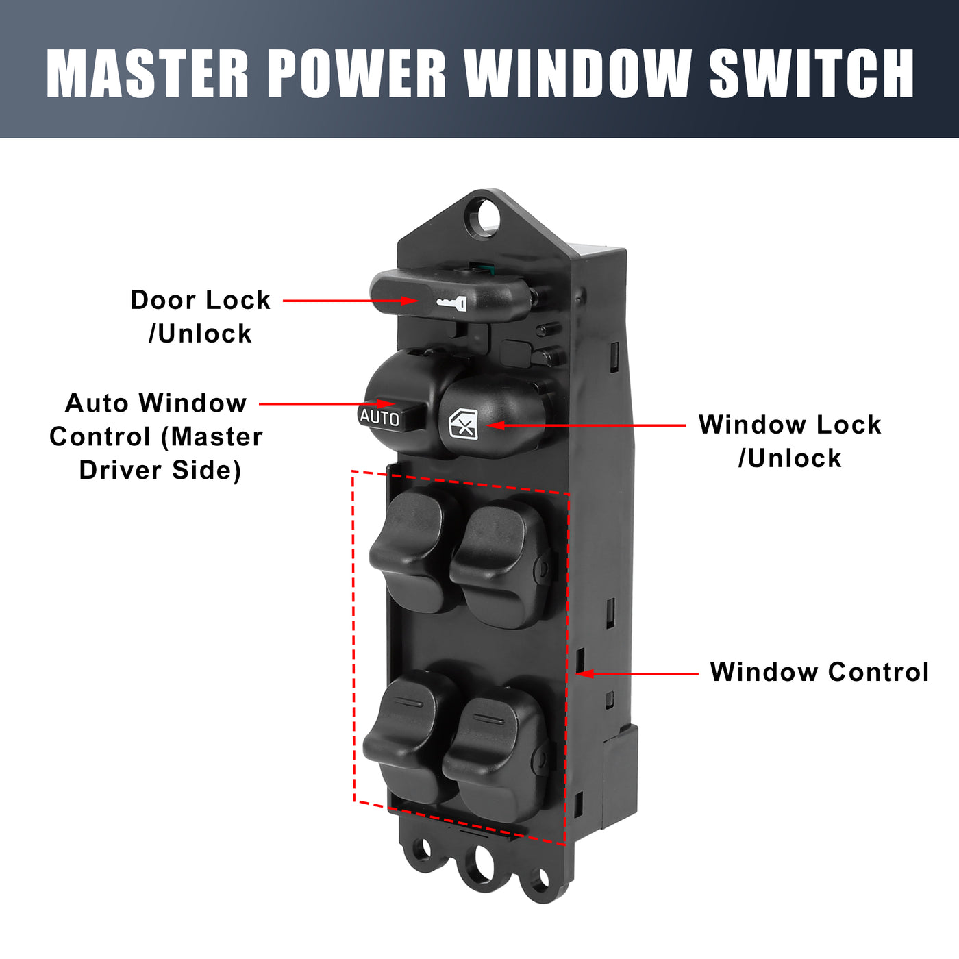 X AUTOHAUX Master Driver Side Power Window Switch 25401-1E400 25401-1E401 Replacement for Nissan Altima 1993-1994