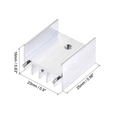 Harfington Uxcell 25x23x16mm TO-220 Aluminum Heatsink for Cooling MOSFET Transistor Diodes with 2 Support Pin Silver Tone 20pcs