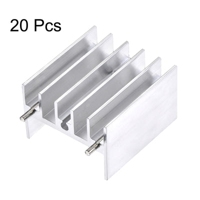 Harfington Uxcell 25x23x16mm TO-220 Aluminum Heatsink for Cooling MOSFET Transistor Diodes with 2 Support Pin Silver Tone 20pcs