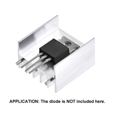 Harfington Uxcell 25x23x16mm TO-220 Aluminum Heatsink for Cooling MOSFET Transistor Diodes with 2 Support Pin Silver Tone 20pcs