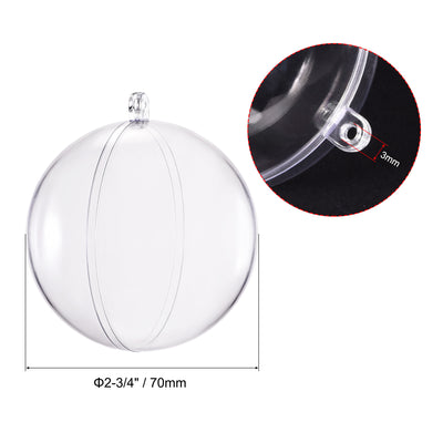 Harfington Uxcell 2 3/4-inch(70mm) Clear Plastic Ornaments Ball