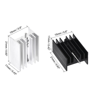 Harfington Uxcell 21x15x11mm TO-220 Aluminum Heatsink Kit for Cooling Transistor Diodes with a Support Pin