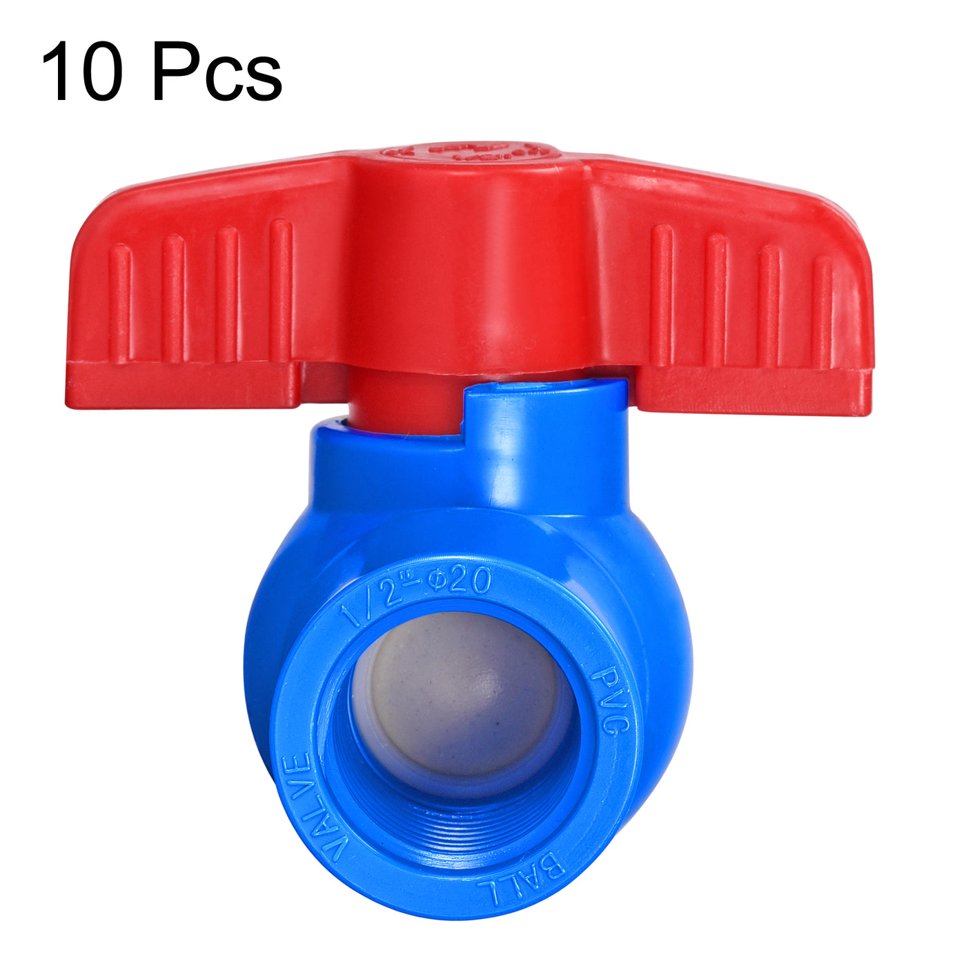 uxcell Uxcell 10Stk. Kugelventil PVC Ventil Aquarium Abwasserpumpe Teich Garten Sprinkler G1/2 Innengewinde blau rot