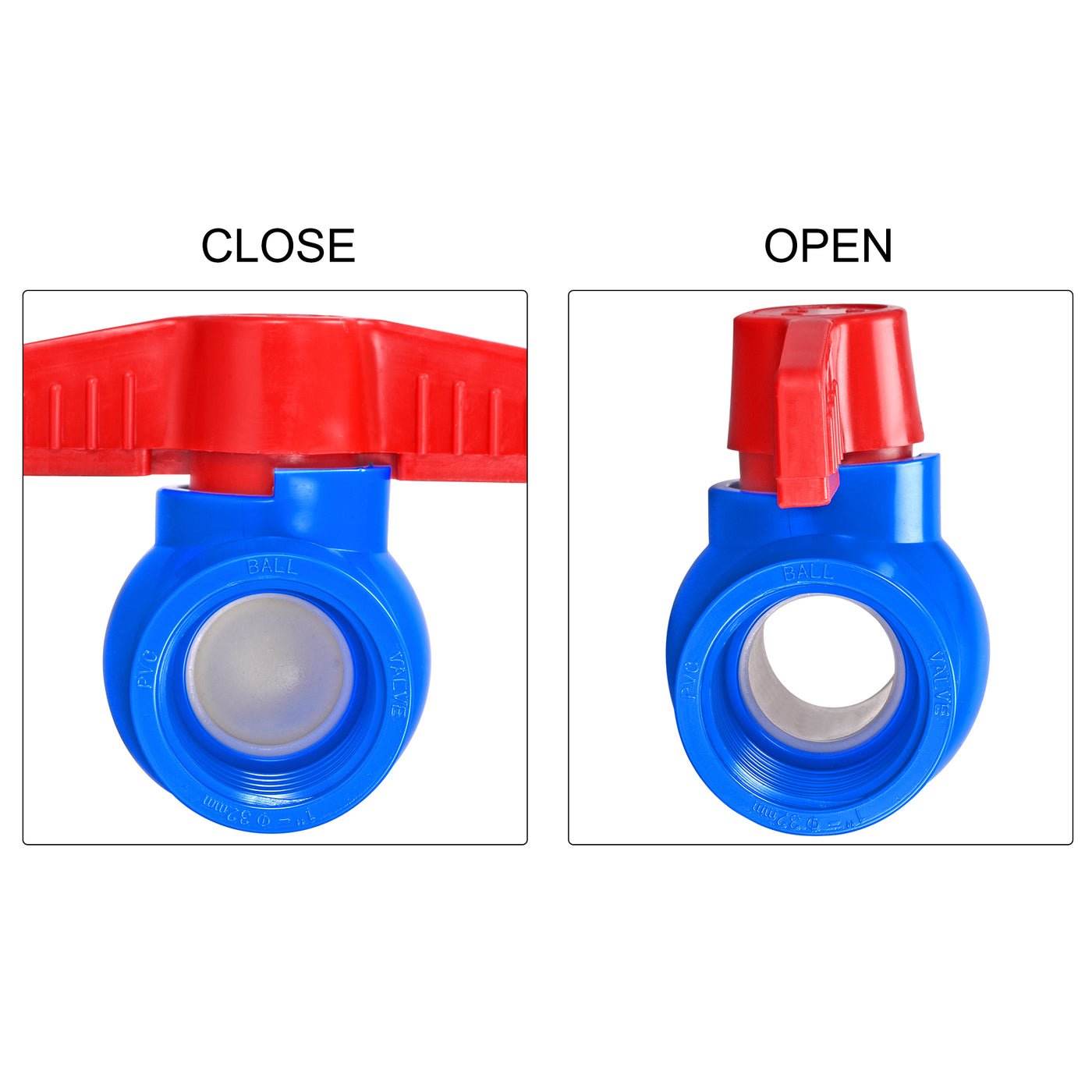 Uxcell Uxcell Ball Valve, G1/2 Female Thread PVC Valve for Aquarium Setup, Sump Pump, Pool, Garden Sprinkler Blue Red 5Pcs