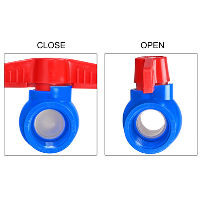 Harfington Uxcell Ball Valve, G1/2 Female Thread PVC Valve for Aquarium Setup, Sump Pump, Pool, Garden Sprinkler Blue Red 5Pcs