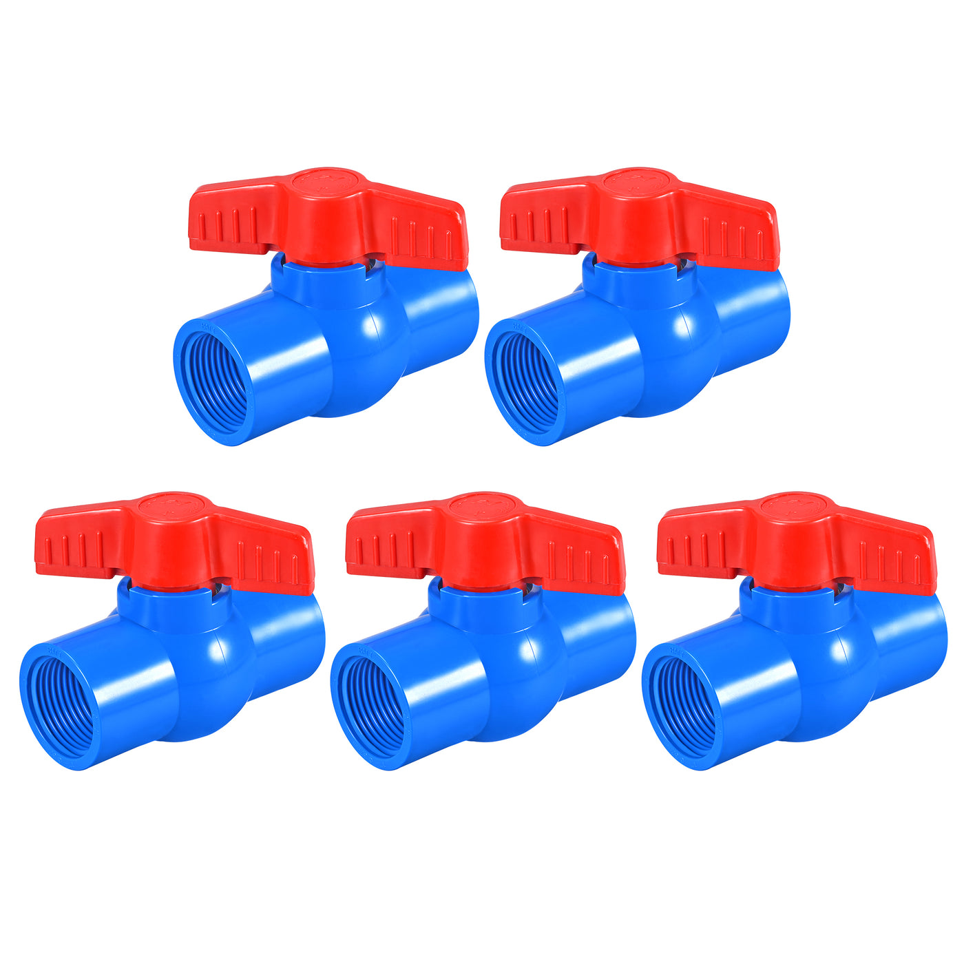 Uxcell Uxcell Ball Valve, G1/2 Female Thread PVC Valve for Aquarium Setup, Sump Pump, Pool, Garden Sprinkler Blue Red 5Pcs