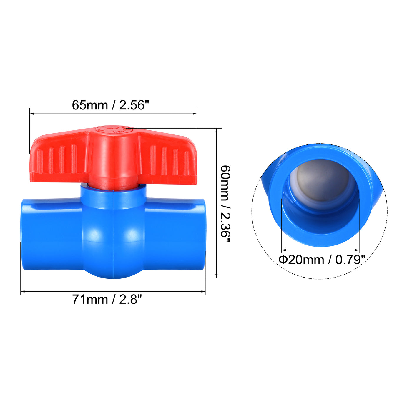 uxcell Uxcell Ball Valve, 20mm PVC Socket End Valve for Aquarium Setup, Sump Pump, Pool, Garden Sprinkler Blue Red 10Pcs