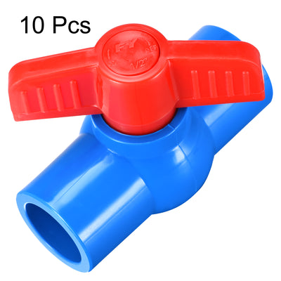 Harfington Uxcell Ball Valve, 20mm PVC Socket End Valve for Aquarium Setup, Sump Pump, Pool, Garden Sprinkler Blue Red 10Pcs