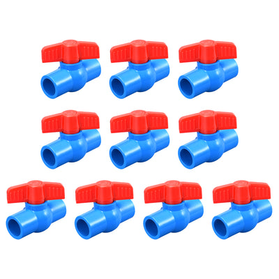 Harfington Uxcell Ball Valve, 20mm PVC Socket End Valve for Aquarium Setup, Sump Pump, Pool, Garden Sprinkler Blue Red 10Pcs