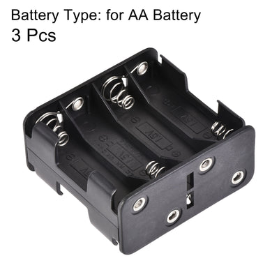 Harfington Uxcell Battery Case Storage Box 8 Slots x 1.5V Battery Holder for 8 x AA Battery with Standard Snap Connector 3 Pcs