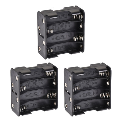 Harfington Uxcell Battery Case Storage Box 8 Slots x 1.5V Battery Holder for 8 x AA Battery with Standard Snap Connector 3 Pcs