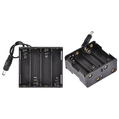 Harfington Uxcell Battery Case Storage Box 8 Slots x 1.5V DC Connector Wired Lead for 8 x AA Battery 4Pcs