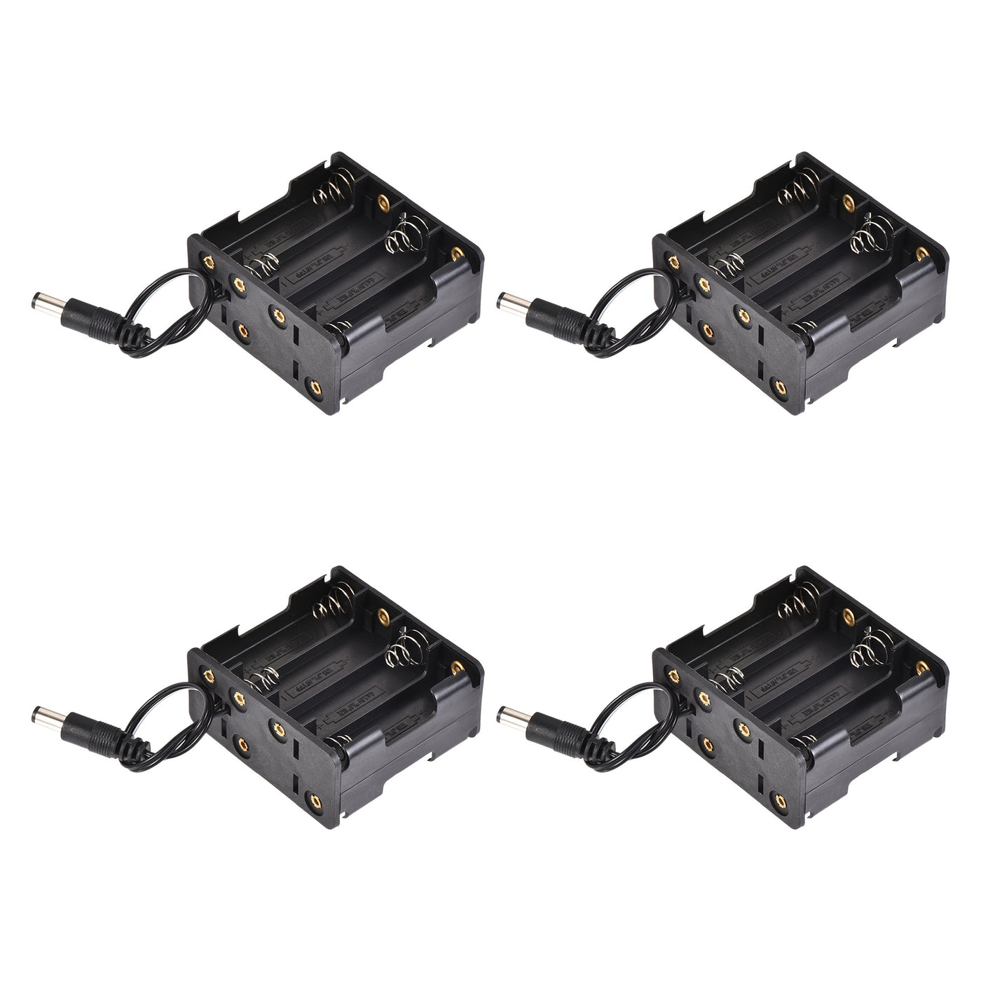 uxcell Uxcell Battery Case Storage Box 8 Slots x 1.5V DC Connector Wired Lead for 8 x AA Battery 4Pcs