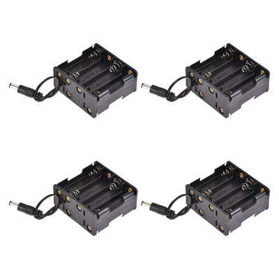 Harfington Uxcell Battery Case Storage Box 8 Slots x 1.5V DC Connector Wired Lead for 8 x AA Battery 4Pcs