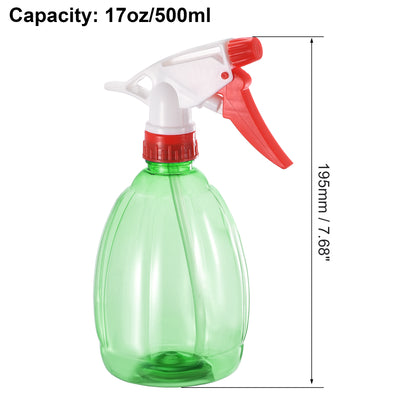 Harfington Uxcell Plastic Spray Bottle, 17oz/500ml Empty Refillable Bottle Adjustable Nozzle Green for Cleaning Solution and Plant Watering