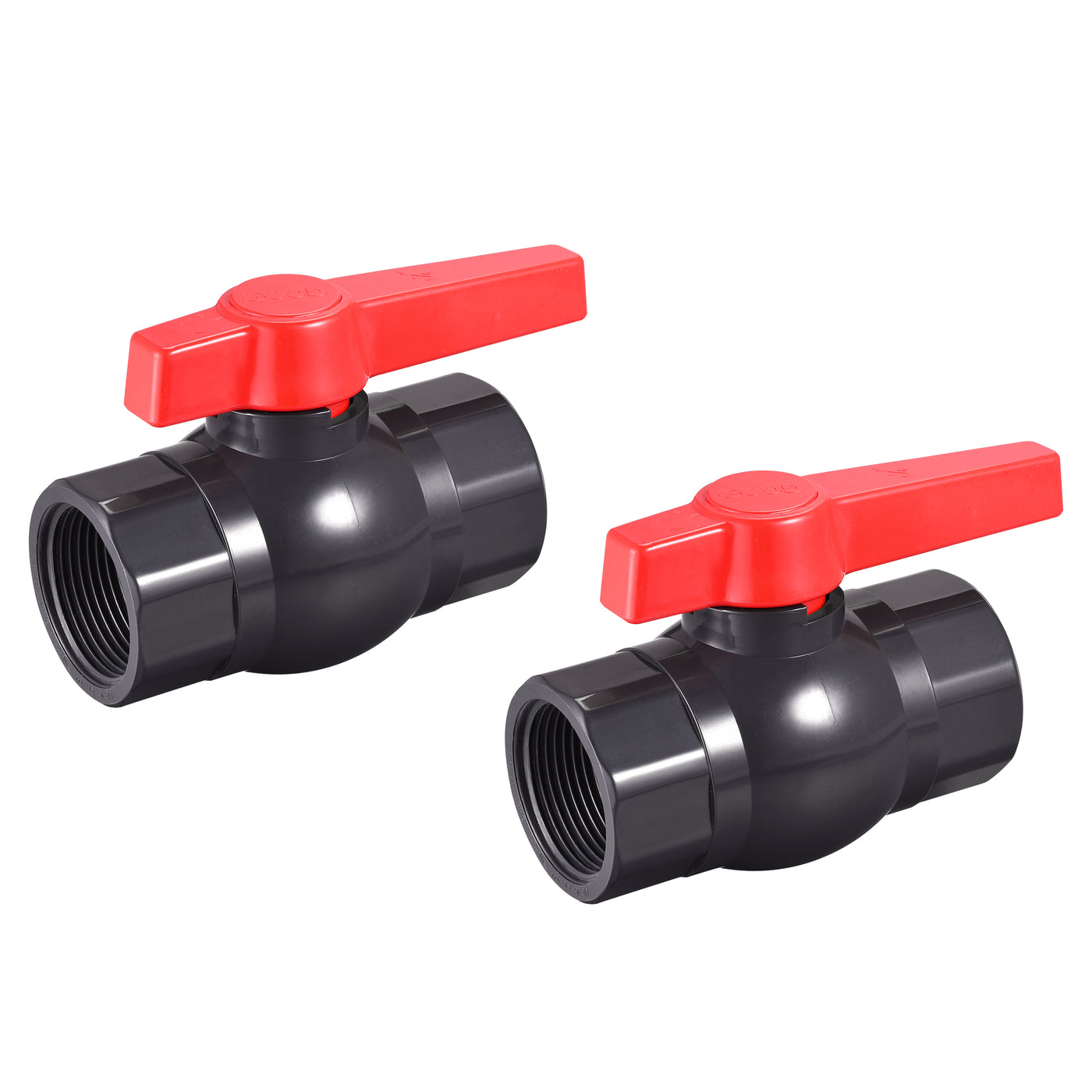 Uxcell Uxcell Ball Valve, G1 Female Thread PVC Valve for Aquarium Setup Black Red 2Pcs