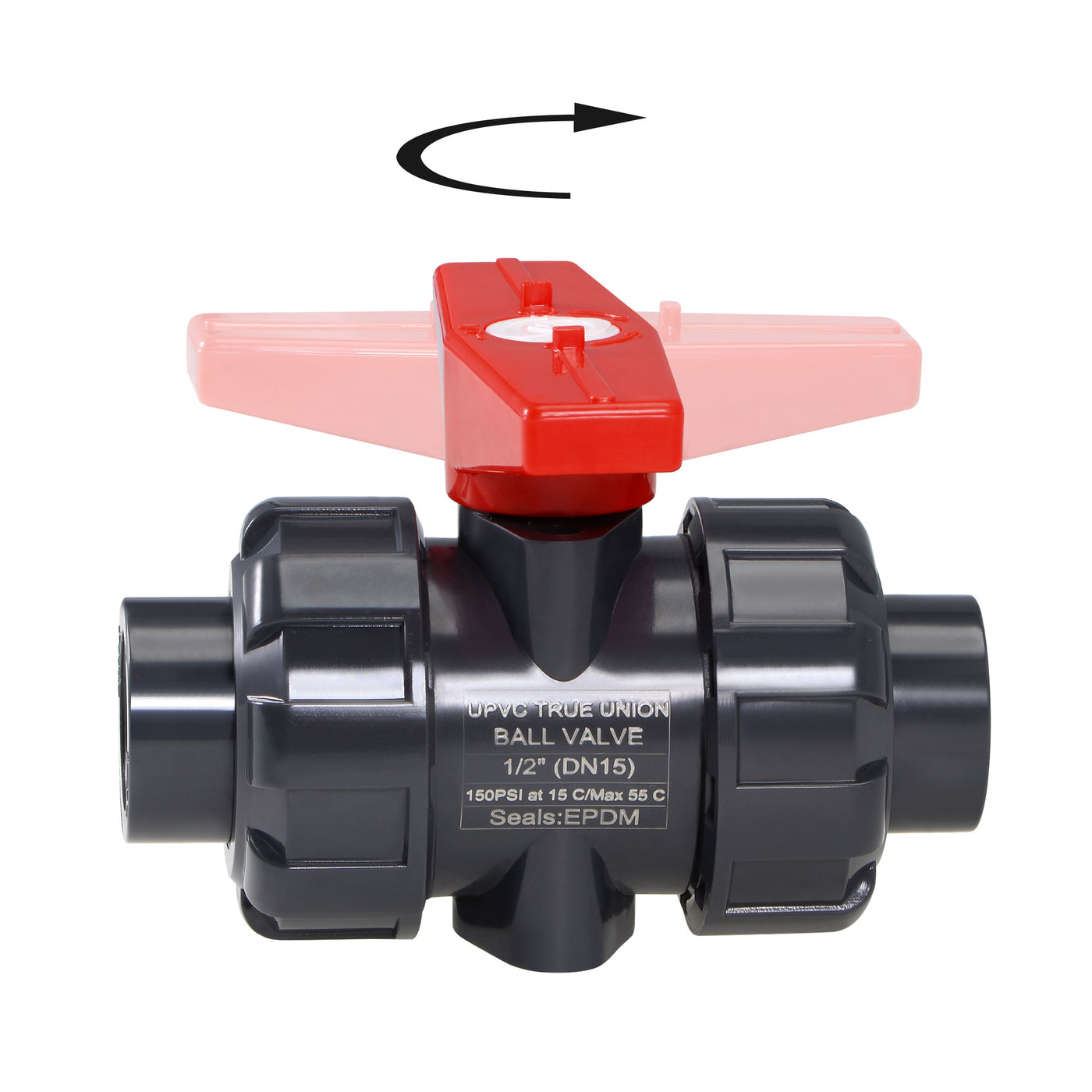 Uxcell Uxcell Ball Valve, 3/4" Slip PVC Socket End True Union Valve, EPDM Seal O-ring, 150 PSI at 59F Gray Red