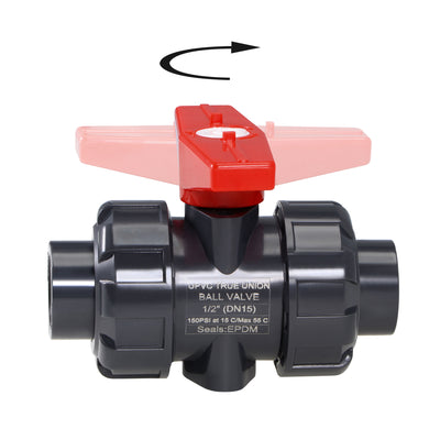 Harfington Uxcell Ball Valve, 3/4" Slip PVC Socket End True Union Valve, EPDM Seal O-ring, 150 PSI at 59F Gray Red