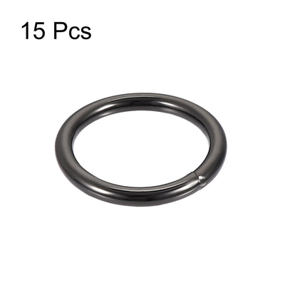 Harfington Uxcell Metal O Ring 25mm(0.98") ID 3.8mm Thickness Non-Welded Rings Black 15pcs