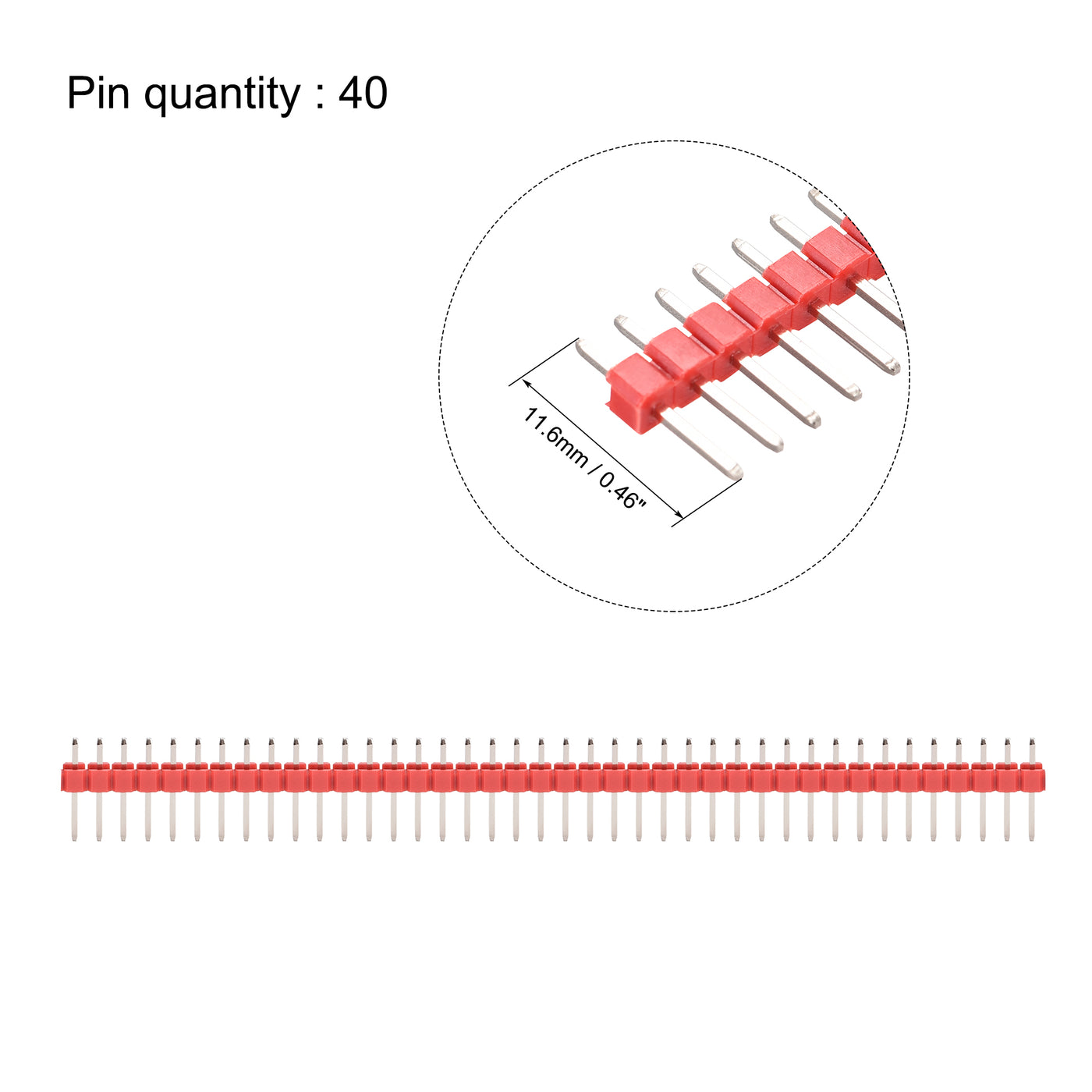 uxcell Uxcell 20 Stück Stift Leiste, 40 Stift 2,54 mm Gerade Ein Reihige, Brechbare Kopfzeile Steckverbinder PCB Stift Leiste, Rot