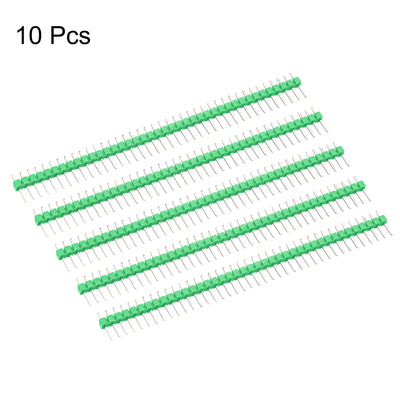 Harfington Uxcell 10pcs Male Pin Header,40 Pin 2.54mm Straight Single Row PCB Pin Strip,Green