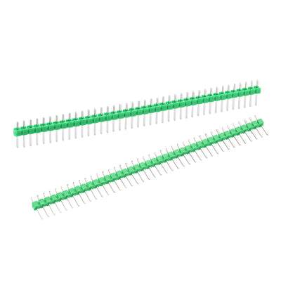 Harfington Uxcell 10pcs Male Pin Header,40 Pin 2.54mm Straight Single Row PCB Pin Strip,Green