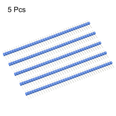 Harfington Uxcell 5pcs Male Pin Header,40 Pin 2.54mm Straight Single Row PCB Pin Strip,Blue