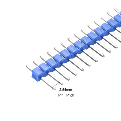 Harfington Uxcell 5pcs Male Pin Header,40 Pin 2.54mm Straight Single Row PCB Pin Strip,Blue