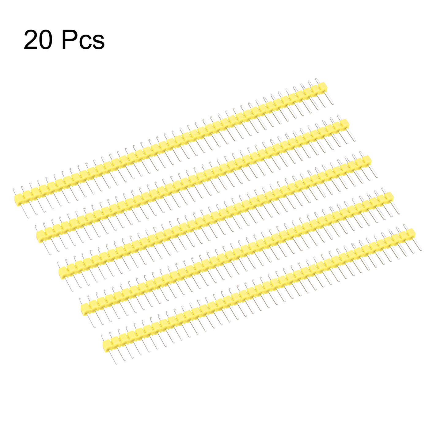 uxcell Uxcell 20pcs Male Pin Header,40 Pin 2.54mm Straight Single Row PCB Pin Strip,Yellow