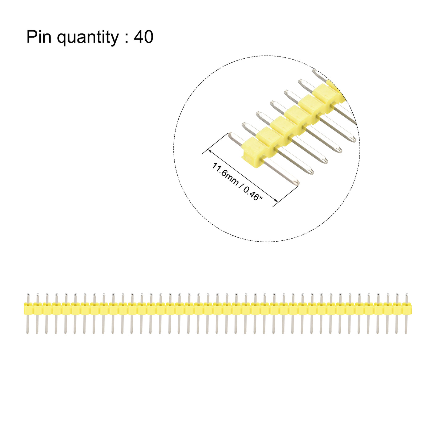 uxcell Uxcell 20pcs Male Pin Header,40 Pin 2.54mm Straight Single Row PCB Pin Strip,Yellow