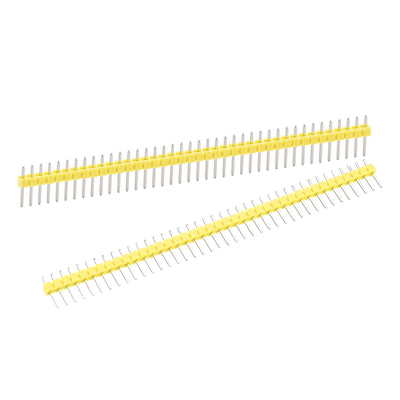 Harfington Uxcell 20pcs Male Pin Header,40 Pin 2.54mm Straight Single Row PCB Pin Strip,Yellow