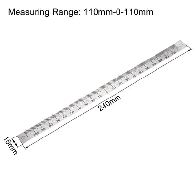 Harfington Uxcell Center Finding Ruler 110mm-0-110mm Table Sticky Adhesive Tape Measure, Aluminum Track Ruler with Holes, (from the middle).