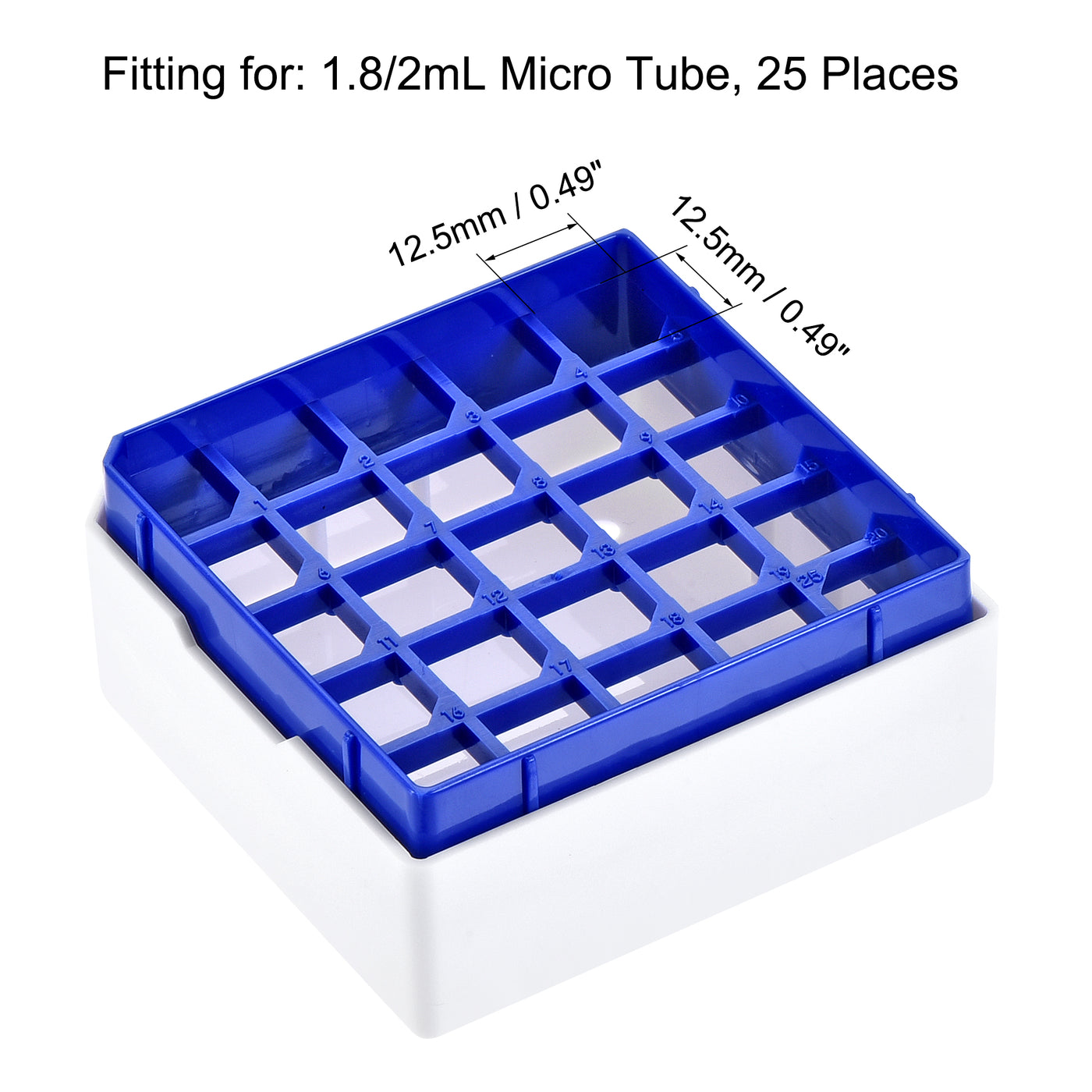 uxcell Uxcell Freezer Tube Box 25 Places Polypropylene Holder Rack for 1.8/2ml Microcentrifuge Tubes, Blue 4Pcs