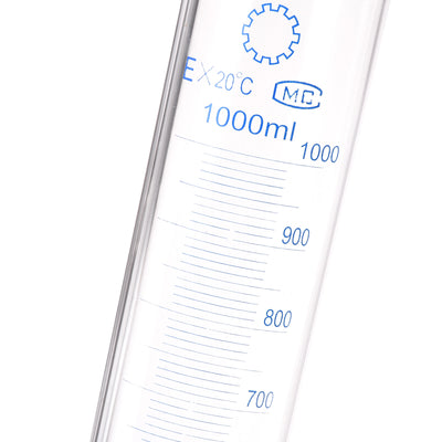 Harfington Uxcell Borosilicate Glass Graduated Cylinder, 1000ml Measuring Cylinder, Blue Hex Base