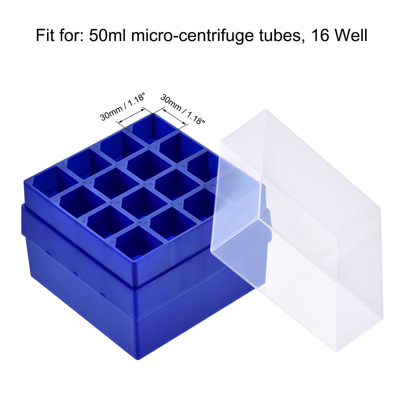 uxcell Uxcell Centrifuge Tube Freezer Storage Box 16-Well PP Holder Dark Blue for 50ml Tubes