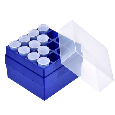 Harfington Uxcell Centrifuge Tube Freezer Storage Box 16-Well PP Holder Dark Blue for 50ml Tubes