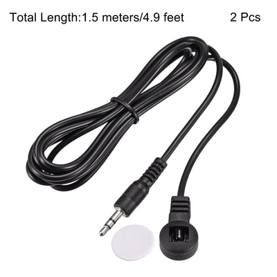 Harfington Uxcell IR Infrared Receiver Extender Cable 3.5mm Jack 4.9FT Long 26FT Receiving Distance Black Flat Head 2pcs