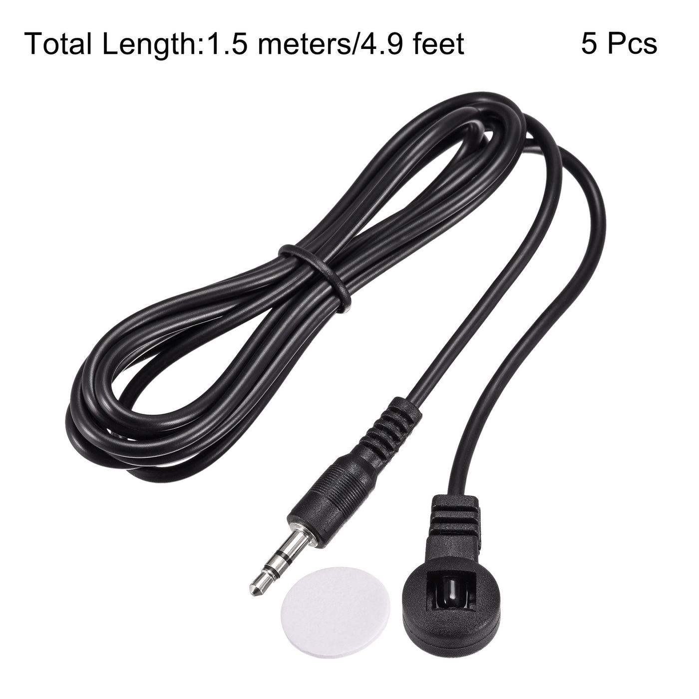 uxcell Uxcell IR Infrared Receiver Extender Cable 3.5mm Jack 4.9FT Long 26FT Receiving Distance Black Flat Head 5pcs