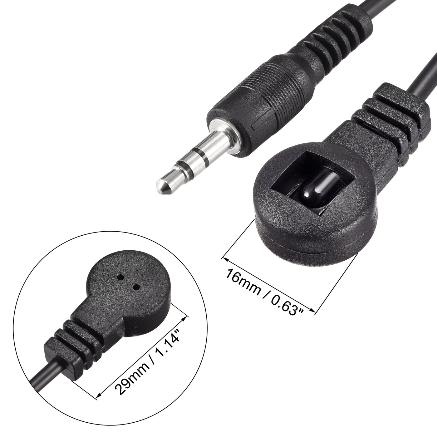 uxcell Uxcell IR Infrared Receiver Extender Cable 3.5mm Jack 9.8FT Long 26FT Receiving Distance Black Flat Head 5pcs