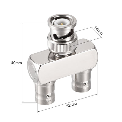 Harfington Uxcell 2Stk.BNC Y-Splitter 1 Stecker auf 2 Buchse Adapter 3-Wege-HF Koaxialstecker für CCTV Kamera