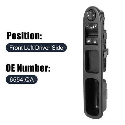 Harfington Master Driver Side Power Window Switch 6554.QA Replacement for Peugeot 207 2006-2008