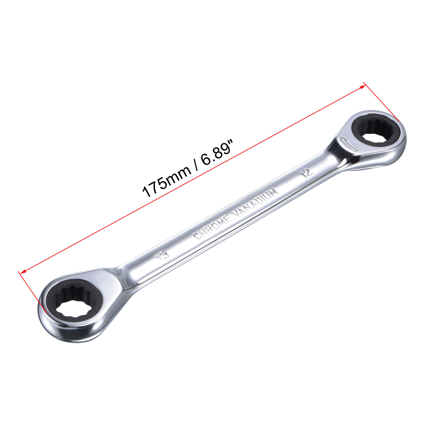 uxcell Uxcell Double Box End Ratcheting Wrench (12mm x 13mm) Metric 72 Teeth 12 Point Ratchet Spanner Tools, CR-V