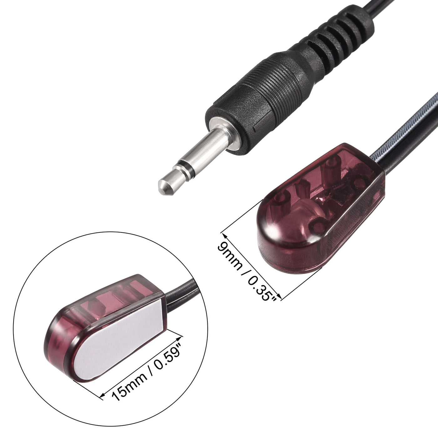 uxcell Uxcell IR Infrared Emitter Extension Cable 4.9ft Long 45 Degree Emission Angle 3.5mm Jack Single Red Head 5pcs