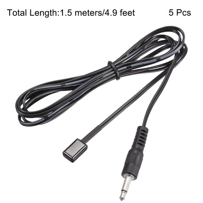 Harfington Uxcell IR Infrared Emitter Extension Cable 4.9ft Long 45 Degree Emission Angle 3.5mm Jack Single Black Head 5pcs