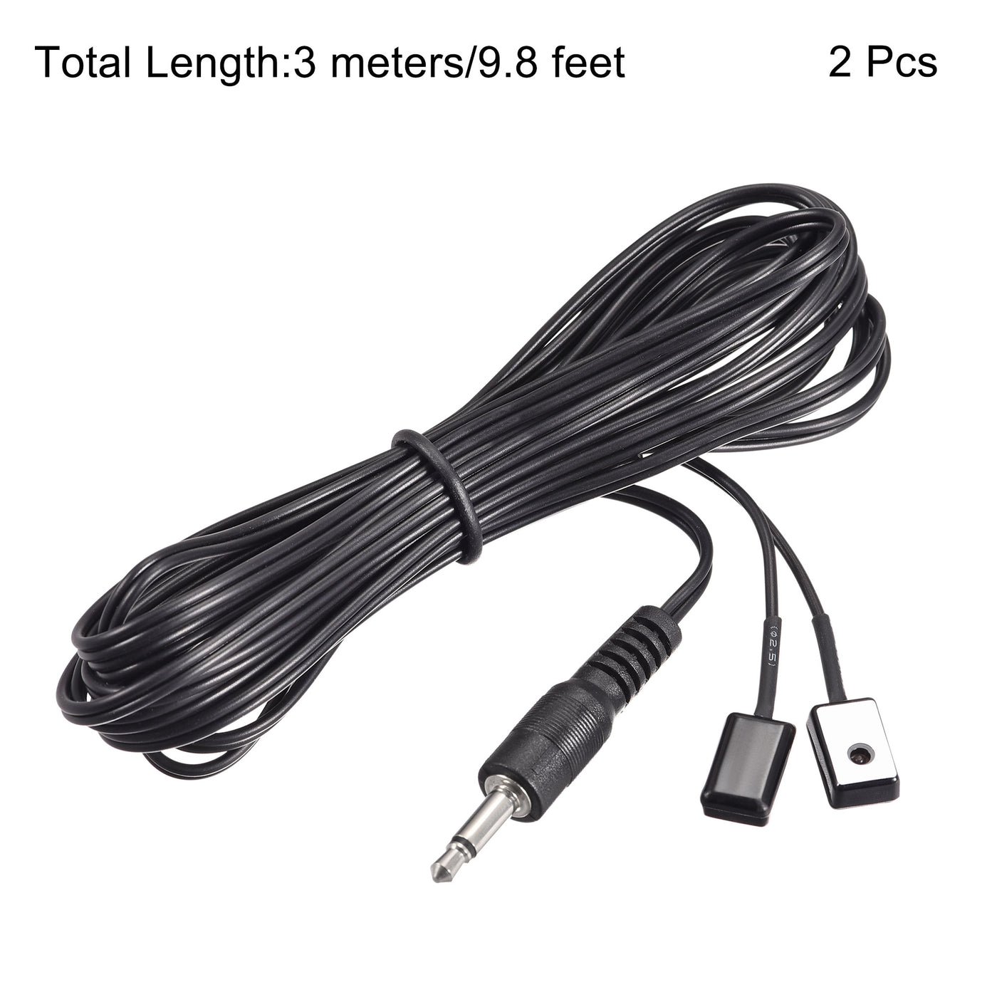 uxcell Uxcell IR Infrared Emitter Extension Cable 9.8ft Long 45 Degree Emission Angle 3.5mm Jack 2 Black Head 2pcs