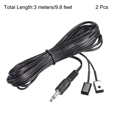 Harfington Uxcell IR Infrared Emitter Extension Cable 9.8ft Long 45 Degree Emission Angle 3.5mm Jack 2 Black Head 2pcs