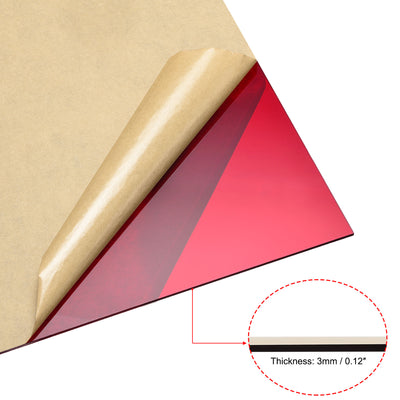 Harfington Uxcell Red Clear Cast Acrylic Sheet,12" x 12",3mm Thick,Plastic PMMA Acrylic Board