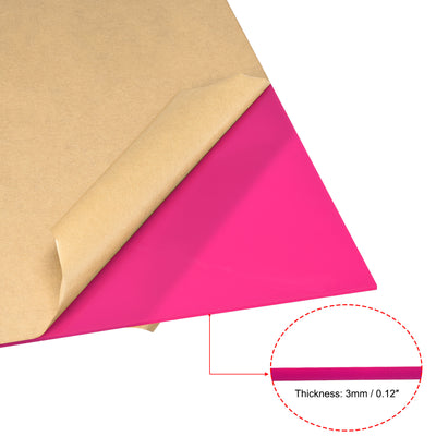 Harfington Uxcell 2pcs Pink Cast Acrylic Sheet,12" x 12",3mm Thick,Plastic PMMA Acrylic Board