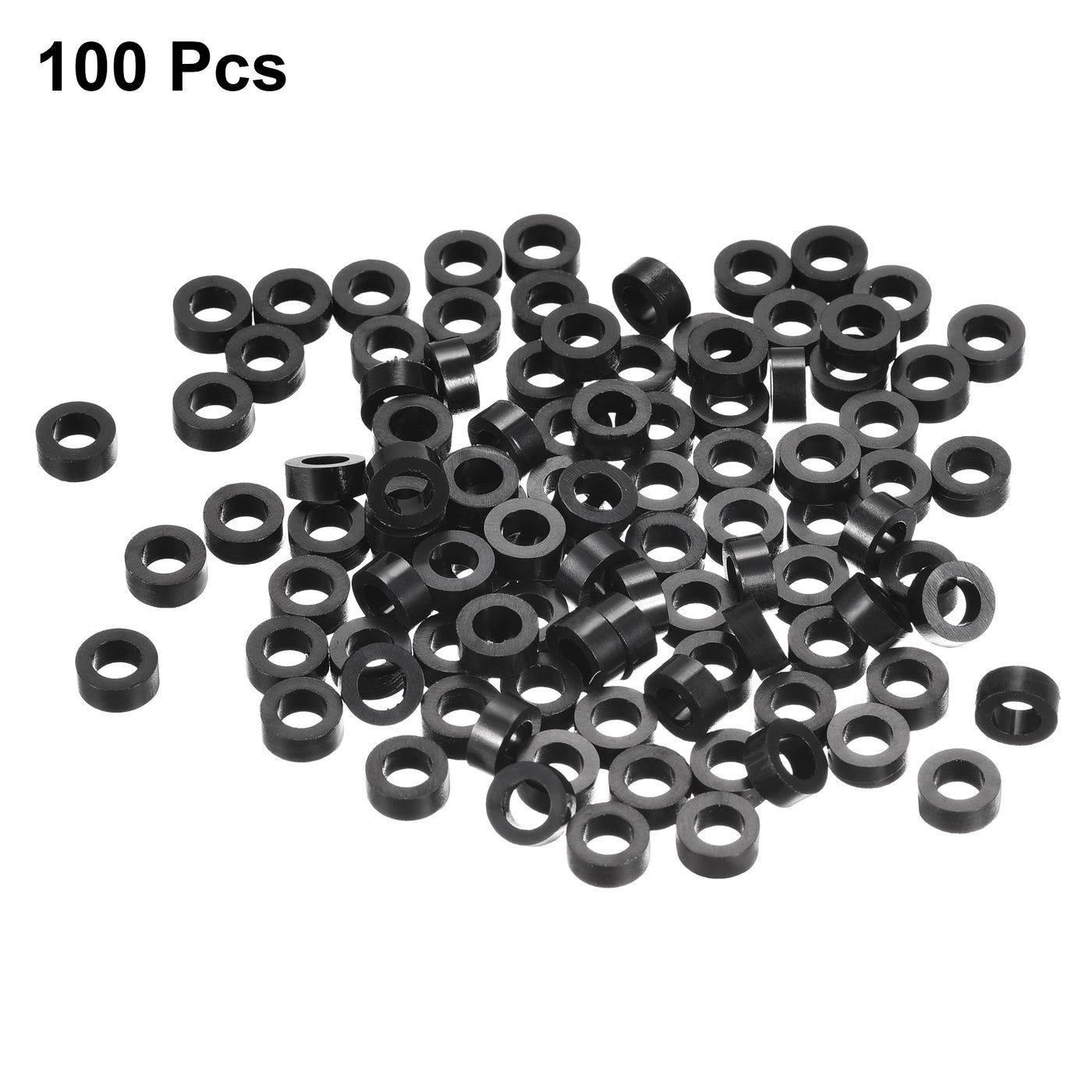uxcell Uxcell Nylon Round Spacer Washer 4.2mmx7mmx3mm for M4 Screws Black 100Pcs