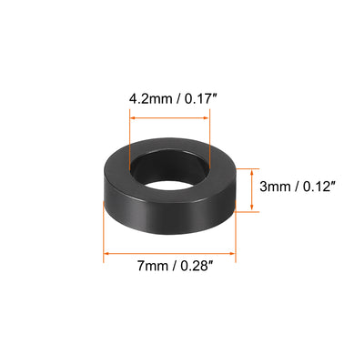 Harfington Uxcell Nylon Round Spacer Washer 4.2mmx7mmx3mm for M4 Screws Black 100Pcs